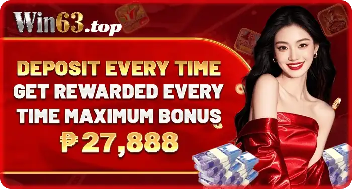 WIN63 online casino first deposit bonus promotion for players who login and register an account