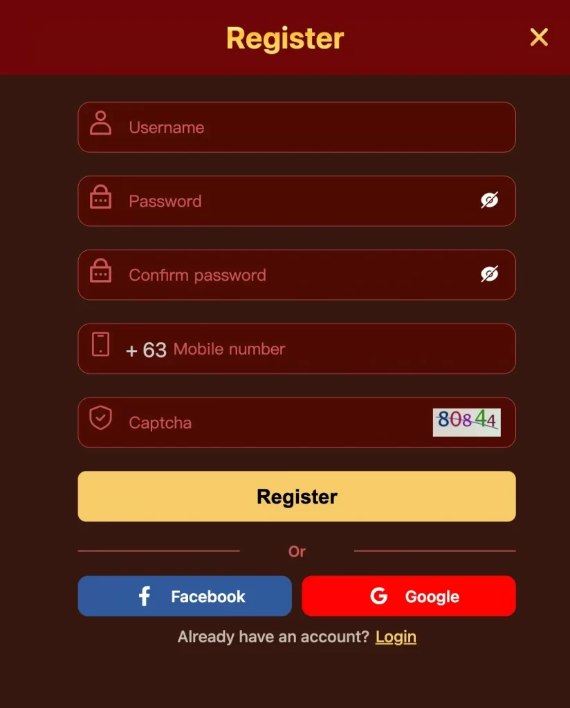 WIN63 signup page showing fast and secure registration for login, games, and online casino